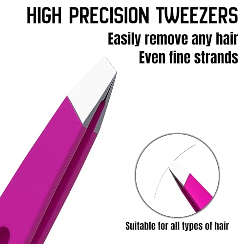 Elegant Women's Facial Tweezers, Stylish Stainless Steel Tweezers ? for Eyebrow Shaping, Hair Removal & Precision Grooming, Essential Makeup Tool¡¼Fuchsia¡½