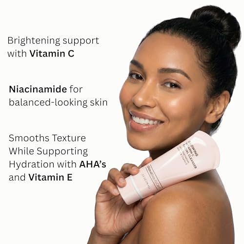 Global Beauty Care Glowing Facial Cleanser - Vitamin C Face Wash to Support Even-Looking Tone and Radiant, Brighter Skin with Niacinamide, AHA & Vitamin E, Gentle Daily Cleanser, 2.5 fl oz (3-Pack)
