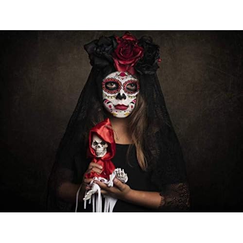 Temporary Face Tattoo, 8 Kits Tattoos Sugar Skull Stickers Day of The Dead Makeup, Face Tattoo Rose Design for Halloween, Masquerade and Parties