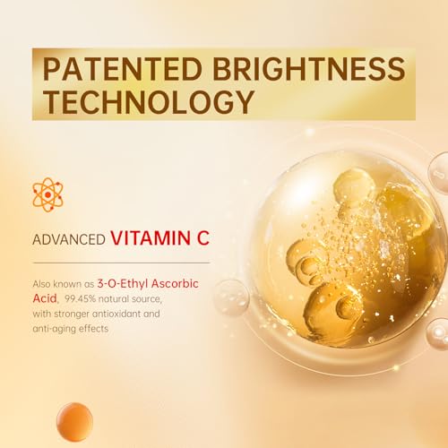Vitamin C Face Serum with Vitamin C, Hyaluronic Acid, Vitamin E, Serum for Dullness, Balanced Complexion, Eye Area, Fine Lines & Wrinkles, 30ml/1.01oz