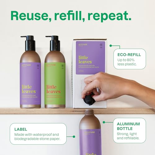 ATTITUDE Shampoo and Body Wash for Kids, EWG Verified Hair and Body Cleanser, Dermatologically Tested Soap, Plant and Mineral Based Bath Products, Vegan, Bulk Refill, Vanilla and Pear, 67.6 Fl Oz