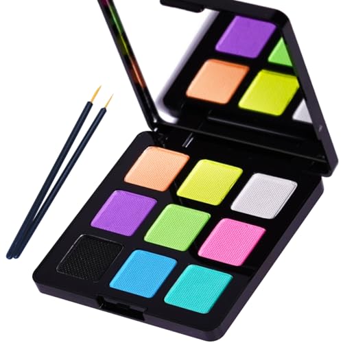 Bowitzki 9 Colors Water Activated Eyeliner Hydra Liner Graphic Cake Aqua Eye Liner Retro Makeup Pastel UV Glow Color Neon Face Body Paint (25 Pastel Color)