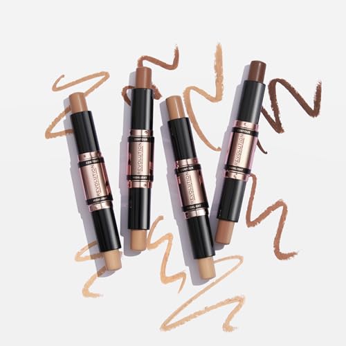 Revolution Beauty London, Fast Base Contour Stick, Dual Ended, Sculpts & Defines Face, Lightweight, Blendable, Dark, 2 X 0.15 Oz (Pack of 2)