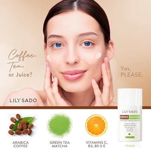 LILY SADO TEA+C¢â Coffee & Matcha Face Moisturizer - Natural Vegan Caffeine Facial Cream w Green Tea & Arabica Coffee Beans - Best Antioxidant, Anti-Wrinkle Moisturizing Lotion - Softens & Firms