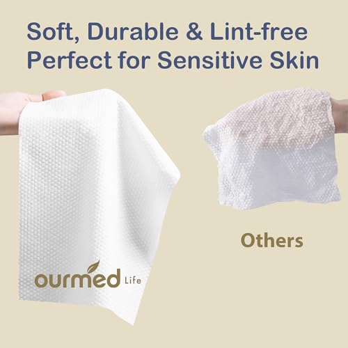 Ourmed Life Compressed Towel Tablets ? Portable, Individually Wrapped Disposable Face Towels, Quickly Expand with Water, Soft & Lint-Free, 12¡®¡¯x10¡®¡¯ for Travel, Camping, Hiking, Backpacking (56 Count)