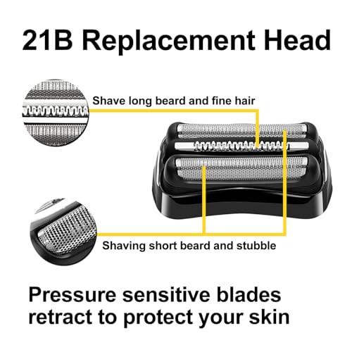 2 Packs 21B Series 3 Electric Shaver Replacement Head Compatible with Series 3 Foil Shaver Replacement Heads 21b 3010s, 3040s,5409,etc for Braun Part 21b