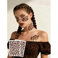 2Pcs Leopard Print Temporary Tattoos Waterproof Leopard Stickers 8 Colorful Cheetah Tattoos for Face Body Makeup Halloween Birthday Music Festival Party (Color5)
