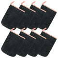 PHOGARY 8 Pack Microfiber Wash Mitts for Face Body, Super Soft Absorbent Coral Fleece Facial Cloths Bath Shower Mitt, Reusable Makeup Remover Washcloths, Black, 6x9in