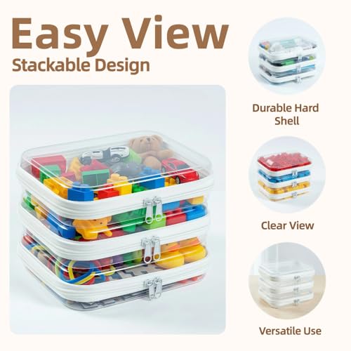 6-Pack Medium Clear Hard Shell Zipper Pouches, Clear Zipper Bags, Hard Case Pouches for Purse & Diaper Bag Organizer, and Travel Essentials (6M)