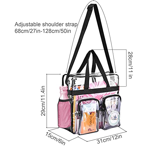 Enkrio Clear Makeup Bag Clear Cosmetic Bag Transparent Travel Cosmetic Storage Bag with 4 External Pockets and Adjustable Shoulder Strap for Toiletries