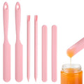 6 Pcs Pink Silicone Wax Sticks, 3 Style Non-stick Wax Spatulas Silicone Hair Removal Sticks Reusable Hard Waxs Scraper Waxing Applicator for Home Salon