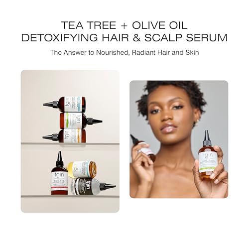 tgin Tea Tree + Olive Oil Detoxifying Dry Itchy Hair And Scalp Serum - Natural Hair - Scalp Oil - 4 Oz