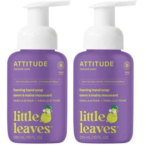 ATTITUDE Foaming Hand Soap for Kids, EWG Verified, Dermatologically Tested, Plant- and Mineral-Based Ingredients, Vegan, Vanilla & Pear, 10 Fl Oz (Pack of 2)