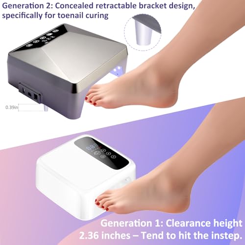 Rechargeable78W UV LED Nail Lamp for Gel Nails,Cordless Nail Dryer with Hidden Telescopic Stand for Hands & Feet,15600mAh Battery,30/60/99/180s Custom Timer,Mirror Base,Lock Screen for Salon Home