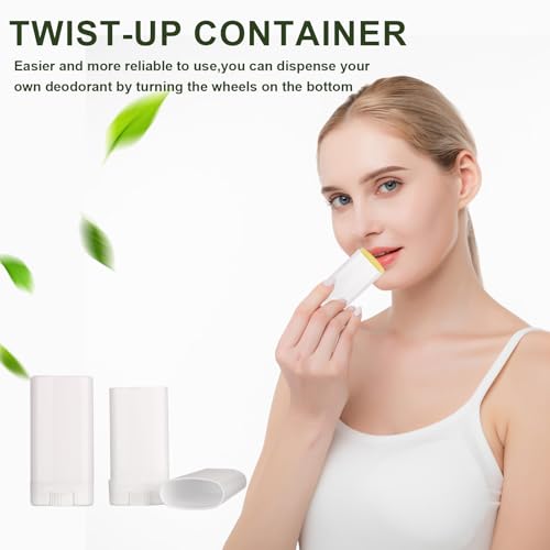 10 Pack 15ml Empty Plastic Tubes Oval Twist-Up Deodorant & Lip Balm ContainersWhite DIY Tubes for Homemade, Crayon Holder (0.5 Oz)