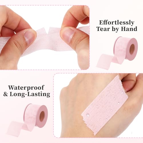 4 Rolls Lash Tape for Eyelash Extensions, Breathable Sensitive Silicone Gel Eyelash Tape for Lash Extension Supplies, Hypoallergenic 0.98 Inch x 3.9 Yard/Roll(Pink)