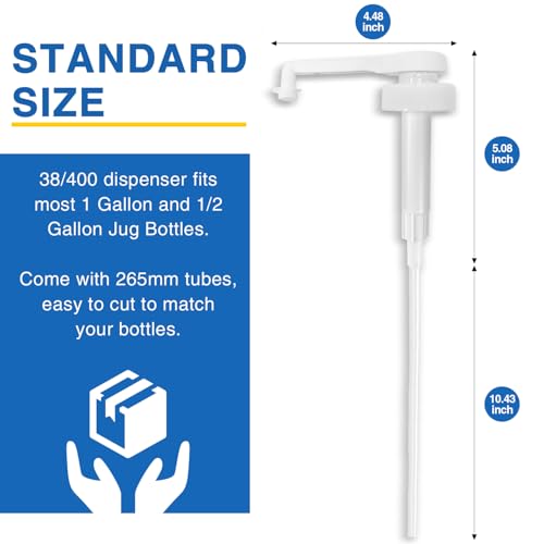 8Pcs Gallon Jug Pump Dispenser, 38-400 Leak Proof Pump for Gallon Jug - Lotion Shampoo Pump Cap Included, Fits 1 Gallon Bottle 64oz 128oz Shampoo Laundry Detergent Containers