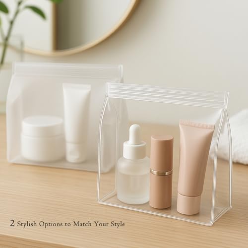 Circloophs 30 Pack Clear Makeup Bag Organizer Cosmetic Zipper Pouch TSA Approved Small Travel Pouches Transparent EVA Reusable Water-resistant Plastic Clear Gift Bags Bulk, Frosted, 10¡± x 7¡± x 2.6¡±