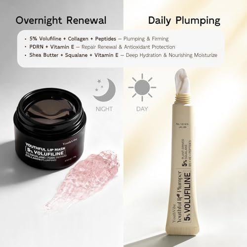 YouthVibe 5% Volufiline Lip Plumper, Nourishing & Anti Aging Over Time with Squalane, Shea Butter, Collagen, Peptide & PDRN - No Burning, No Tingling for Gentle Daily Plumping