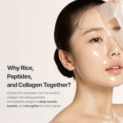 NACIFIC Rice Pepta Collagen Gel Face Mask (Rice Peptide) 4EA Set, Hydrogel Care for All Skin Types, Hydrating, Firming, Elasticity, Glass Glow Skin, Korean Beauty