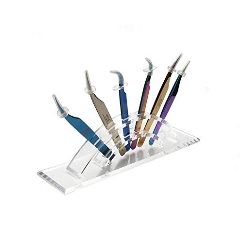 esowemsn 1PC 6 Holes Acrylic Tweezers Stand Holder Eyelash Extension Storage Rack Eyelash Tweezer Collecting Displaying Shelf Eyelashes Extension Supplies Accessories