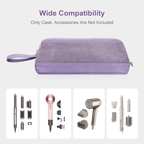 Buwico Airwrap Travel Case for Dyson/Shark Flexstyle, Travel Pouch for Complete Styler and Attachments, Travel Bag for Hair Dryer (Purple)