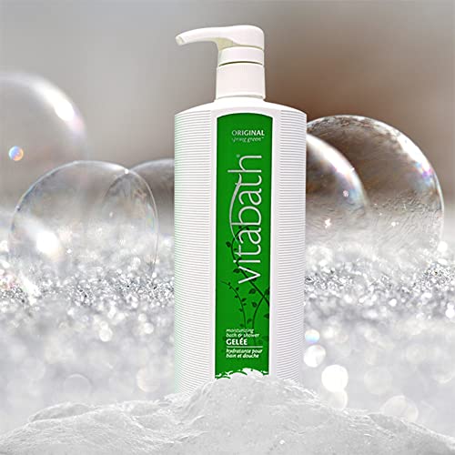 Vitabath Original Spring Green Moisturizing Bath & Shower Gel Wash Intoxicating Botanical Skin Rejuvenation, Hydrating Dry Skincare, Body Cleanser & Foaming Gelee - 32 oz