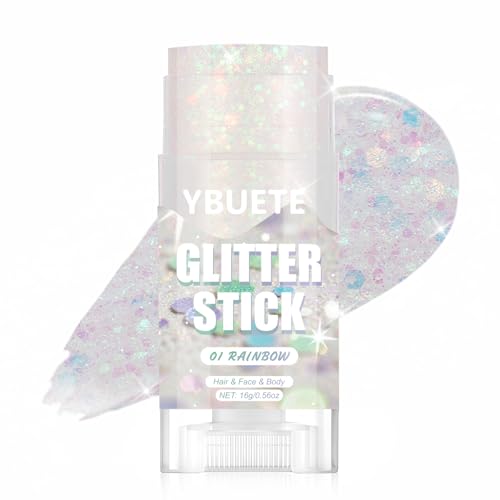 Rainbow Face and Body Glitter Stick for Sparkling Makeup, Hair Glitter Accessories for Women, Highlighting Stick for Fairy Dust Makeup, Cheerful Face Glitter for Festive Parties and Carnivals