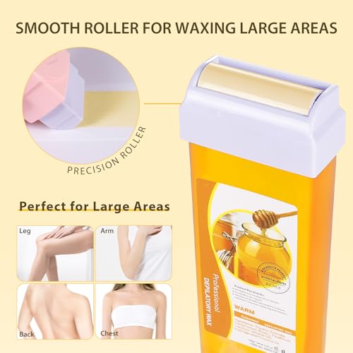 Roll on Wax Refill: 5 Honey Wax Roller Refill - At-Home Hair Removal Cartridge for Body Legs Arms (100g/3.53oz, 5 Pack)