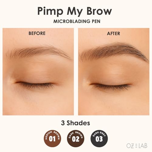 Pimp My Brow Microblading Eyebrow Pen ? 4-Fork Tip, Waterproof, Long-Lasting, Natural Hair-Like Strokes, 3 Shades Dark Brown, 6ML/0.21 OZ(pack of 1)