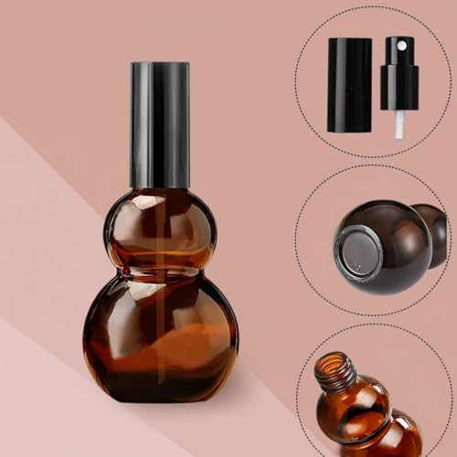 8 Pack 1.7oz/50ml Spray Bottles, Amber Glass Bottles with Fine Mist Sprayers, Small Spray Bottle-Double Gourd Shaped,for Perfume Travel Containers (Amber, 1.7oz/50ml)