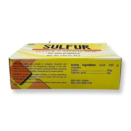 Contifarma AZUFRE + ACIDO SALICILICO, jabon, tratamiento para el acne, sulfur soap, for acne, with salicylic acid, Pack of 1
