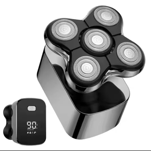 5D Electric Head Shaver for Bald Men - Waterproof Wet/Dry Razor - USB-C Fast Charging - 6 in 1 Grooming Kit with Beard, Nose & Face Trimmer - Cordless Rechargeable Bald Head Clippers