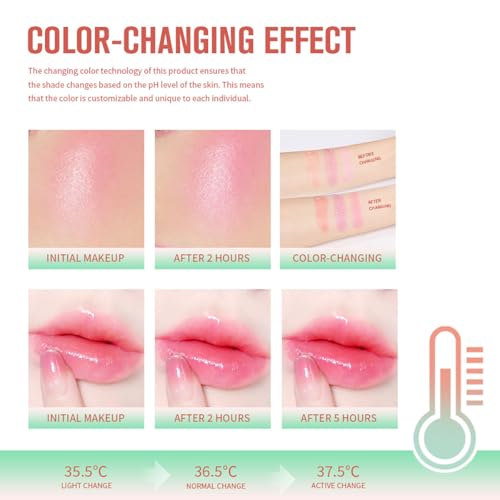 PH Tinted Moisture Stick, Multi-Use Cream Color Changing Blush, 3-in-1 Blush Stick for Cheek/Eyes/Lips, Waterproof Hydrating Tinted Solid Makeup Products (2#hot red)