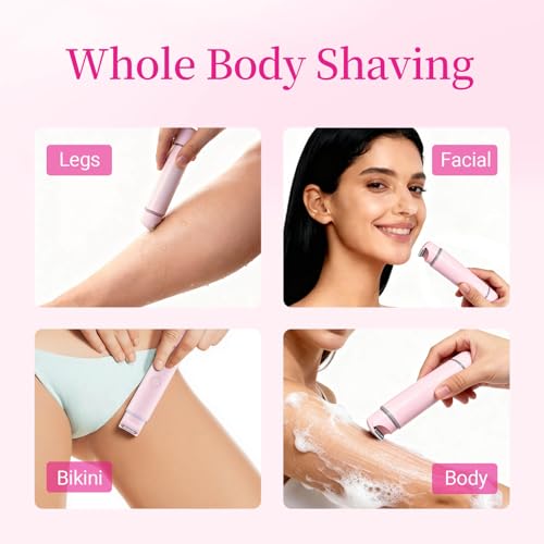 Bikini Trimmer for Women, Electric Razors Pubic Hair Trimmer Waterproof Wet Dry, Cordless Rechargeable Bikini Shaver for Sensitive Skin, Ladies Teen Girls Intimate Grooming Kit for Face(Peach)