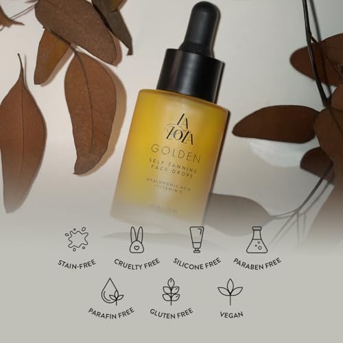 LALOLA Golden Face Tanning Drops ? USA-Made Self Tanner with Vitamin C & Hyaluronic Acid, Natural & Ingredients for a Hydrated, Sunless Tan, Non-Toxic & Cruelty-Free Bronzing Drops
