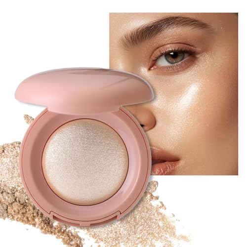 Highlighter Makeup Palette, Shimmer Glitter Face Body Illuminator, Smooth Waterproof Highlighter Baked Powder, Natural Long Lasting Highly Pigmented Highlighters Makeup - Champagne Fizz