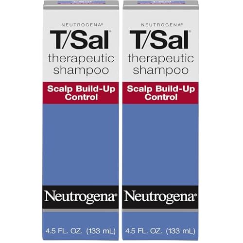 Neutrogena T/Sal Therapeutic Dandruff Shampoo, Scalp Build-Up Control, 3% Salicylic Acid,Psoriasis Treatment, Seborrheic Dermatitis Shampoo, Clears Flakes, Fragrance Free, 4.5 fl oz (Pack of 2)
