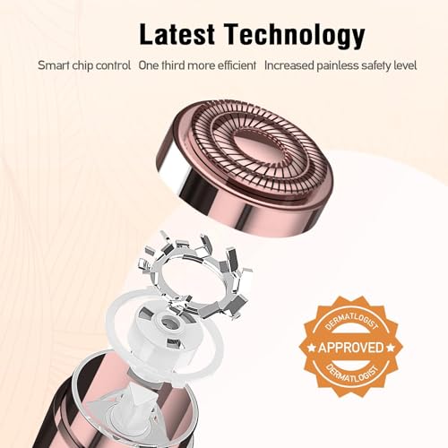 Facial Hair Removal for Women, Electric Painless Rechargeable Facial Hair Remover for Face, Lip, Chin with 2 Replacement Heads