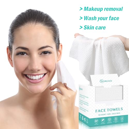 Disposable Face Towels, Facial Cleansing Cloths, Extra Soft Makeup Removing Cleansing 10"¡¿12" Face Towelettes, Skin Care and Makeup Removal, 102% Pure Plant Fiber
