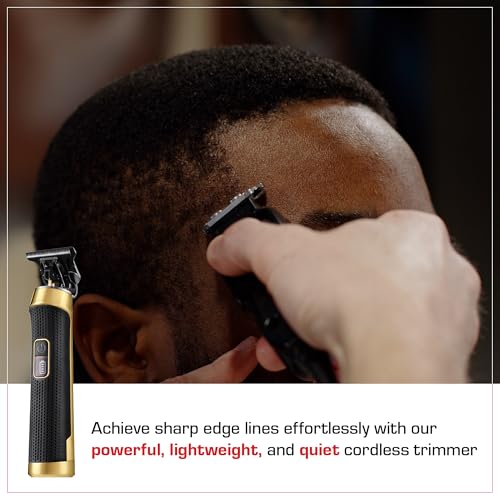Red by Kiss Edge King Cordless Trimmer, Zero-Gapped DLC Blade for Precision Detailing, USB-C Quick Charge, Up to 4 Hours Runtime, Luxury Pouch, Blades Cover & Cleaning Supplies Included