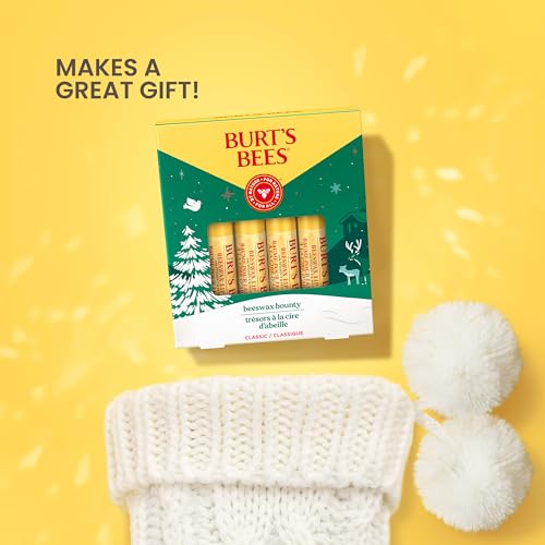 Burt¡¯s Bees Christmas Gifts, 4 Lip Balm Stocking Stuffers Products, Beeswax Bounty Classic Set - Original Beeswax Moisturizing Lip Balm (Pack of 4)
