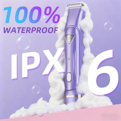 Dermave Bikini Shaver - Electric Bikini Trimmer for Women, 2-in-1 Waterproof Shaver (Purple)