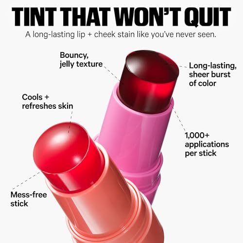 Milk Makeup Cooling Water Jelly Tint + Balmade Hydrating Lip Balm Set ? Sheer Red Lip + Cheek Stain and Sheer Gloss with High-Shine Finish ? Full Size Chill (Red) 0.17 oz + Werk Out (Dusty Rose) 0.4oz