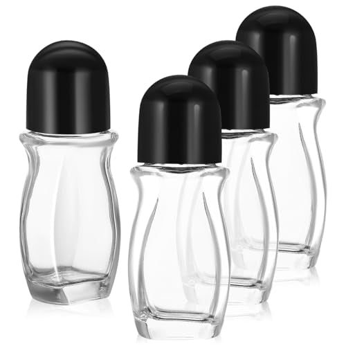 SAFIGLE 4 Pack 1.69Oz Refillable Glass Roller Ball Bottles for Essential Oils and Perfumes Leak-Proof Roll-on Containers with Smooth Rollerball for Skincare and Travel