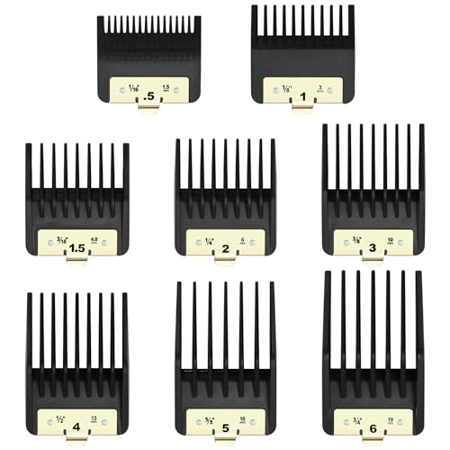 8 Premium Clipper Guards for BaBylissPRO Barberology FX870£¬FX890£¬FX825 and FX673 Clippers, Fit for Babyliss Clipper Guards with Metal Clip - Cutting Lengths 1/16-3/4 inch Attachment Combs Set