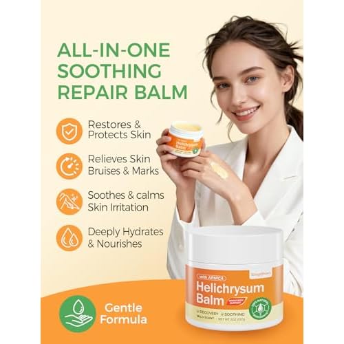 Helichrysum Balm for Skin Repair & Renewal - Natural Soothing Helichrysum Essential Oil Balm with Arnica for Bruise & Redness Relief - Moisturizes & Revitalizes Dry, Sensitive & Aging Skin