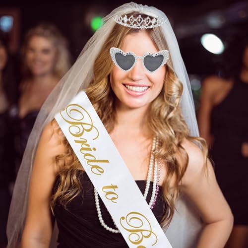 Bachelorette Gifts for Bride, Bride to Be Gifts, Bachelorette Party Decorations,Wedding Veil, Bride Makeup Bag, Bride Slippers, Bride Sash, Bride Hair Clip, Bridal Shower Gifts for Women Girls