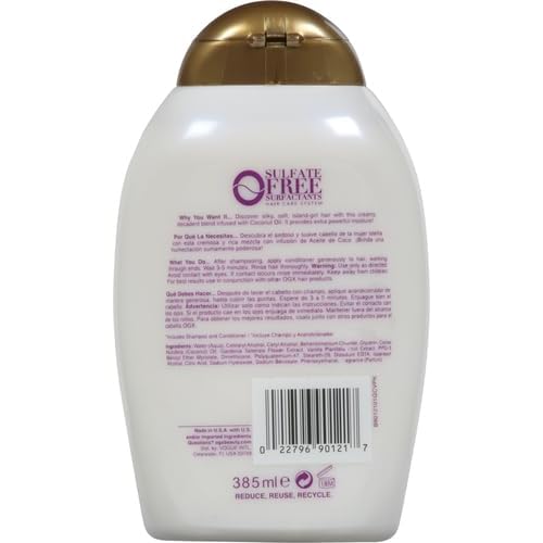 OGX Extra Strength Damage Remedy + Coconut Miracle Oil Conditioner for Dry, Frizzy or Coarse Hair, Hydrating & Flyaway Taming Conditioner, Paraben-Free, Sulfate-Free Surfactants, 13 fl oz (Pack of 2)