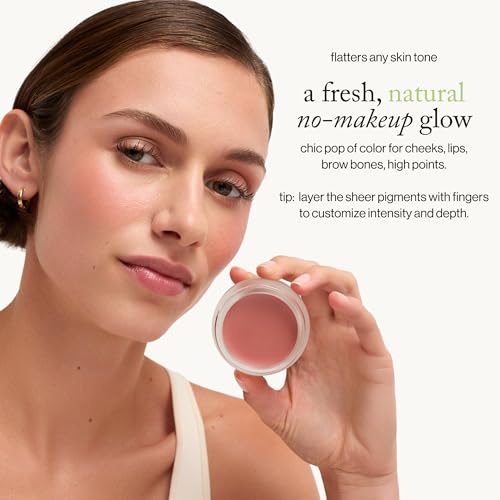 goop Beauty Cream Blush | Sheer Pop of Color for Lips & Cheeks | Vitamin C, Vitamin E & Safflower Oil | Natural Makeup for Glowing Skin | 0.5 oz | Afterglow - Soft Berry
